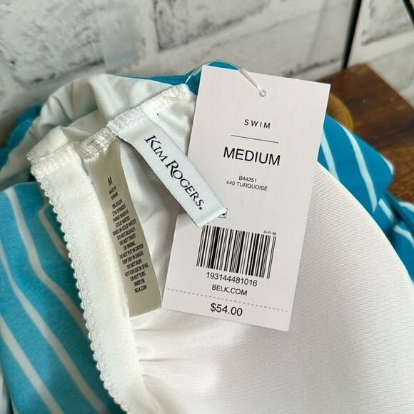 NWT Kim Rogers Turquoise Tiered Tankini Top Bathing Suit Size Medium - Picture 4 of 4